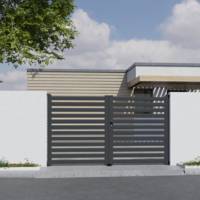 Portail coulissant MERLIN alu gris anthracite structuré - Gedimat - GARDEN GATE