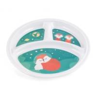 Assiette ronde en mélamine à 3 compartiments décorée ou couleur