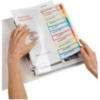 Intercalaires personnalisables ReadyIndex™ A4 - 12 touches assorties - PP transparent. Sommaire personnalisable et réutilisable