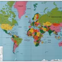 Planisphère géographique physique et politique