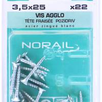 Vis agglo tête fraisée Pozidriv en acier zingué blanc 3,5 x 25 mm - Gedimat - NORAIL