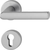 Ensemble de poignées sur rosaces HAMBURG alu aspect inox clé L 35 - Gedimat - HOPPE