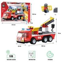 Jeu de Construction Véhicule de pompiers avec crochet de remorquage - BLOCKI