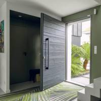 Porte d'entrée bois NATIV 21 Fusion Shou Sugi ban dormant 72 mm - 215 x 90 cm - Gedimat - ZILTEN