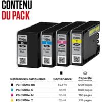 Cartouche Jet d'encre PGI-1500XL (Noir Cyan Magenta Jaune) Grande capacité