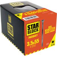 Vis parquet starblock acier zingué avec tête réduite et crans sous tête auto fraisant 3,5 x 55 mm - Gedimat