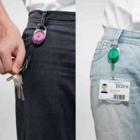 Porte-badge avec Clip avec enrouleur 80 cm Ovale Bleu Pqt de 10