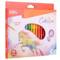 Boîte carton 18 Feutres ColoRun encre lavable pointe 2.0mm 18 couleurs - DELI