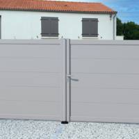 Portail battant THELUS alu gris clair satiné - Gedimat - DC