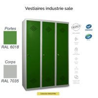 Vestiaire industrie salissante | 3 cases | Séparation vêtements propres et sales