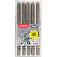 Etui de 5 Rollers encre liquide EYE UB157/5 Pte Moy. 0,7mm Assorti Fun - Uni-Ball