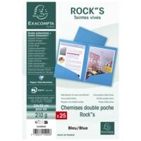 Paquet de 25 chemises Double Poche ROCK''S 210 - double A4 ou A3 - 24x32cm - Bleu - EXACOMPTA