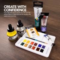 Aquafine - Set de voyage peinture aquarelle - 12 demi-godets et 1 pinceau - DALER ROWNEY