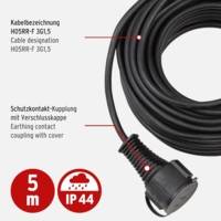 Cordon prolongateur de qualité IP44 en Caoutchouc, Noir, 5 m
