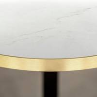 Table pied noir Ø70cm marbre paros chants laiton - intérieur - RestooTab