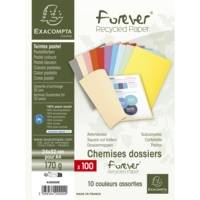 Paquet de 100 chemises Forever 170 100% recyclé - 24x32cm - Couleurs assorties - EXACOMPTA