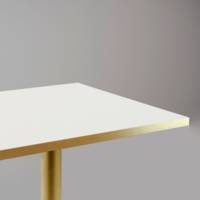 Mange-debout pied Doré 60x60cm blanc chants laiton - intérieur - RestooTab