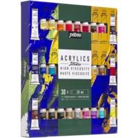 Set Painture Studio Acrylics 30 Tubes 20ml + Pinceau - PÉBÉO