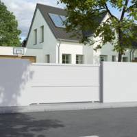 Portail coulissant LACAUNE alu blanc - Gedimat - GARDEN GATE