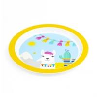 Assiette plate enfant en mélamine décor Lama/Licorne - Lot de 3 minimum