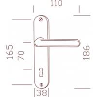 Ensemble de poignées de porte TIGNES sur plaque aluminium finition argent avec trou de serrure - Gedimat - DT 2000