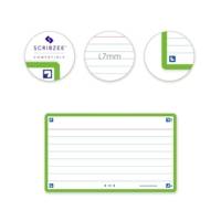 Paquet de 32 Fiches Bristol flashcards 2.0 Non Perforées 75x125 mm A7 ligné vert