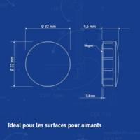 Lot de 4 Aimants solid s. Ø 32 mm, 0,8 kg puissance noir