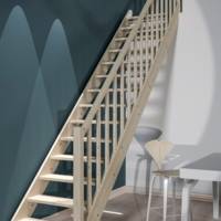 Escalier droit sapin kit BERGEN - 2.75m - Gedimat - SOGEM
