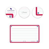 Paquet de 32 Fiches Bristol flashcards 2.0 Non Perforées 75x125 mm A7 ligné rouge