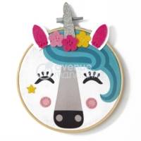 Kit broderie enfant Pix Gallery - Tambourin rond 13 cm Licorne - AVENUE MANDARINE