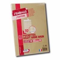 Paquet de 10 pochettes kraft armé brun C4 229x324 130 g bande de protection - GPV