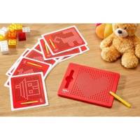 Ardoise magnétique 21 x 17cm rouge avec 10 fiches dessin