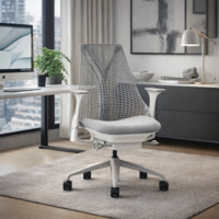 Fauteuil SAYL Herman MILLER dossier Fog tissu Xtreme gris clair avec accoudoirs