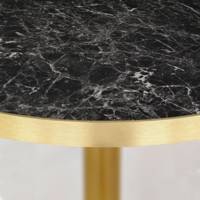 Table pied Doré Ø70cm marbre noir brillant chants laiton - intérieur - RestooTab
