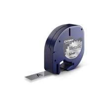 Cassette Ruban LetraTag Métallic 12 mm x 4 m Noir sur Argent