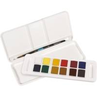Aquafine - Set de voyage peinture aquarelle - 12 demi-godets et 1 pinceau - DALER ROWNEY