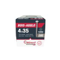 Vis technique TORX zingué blanc - 4 x 30 mm - boîte de 500 pièces - Gedimat - GEDIMAT PERFORMANCE PRO
