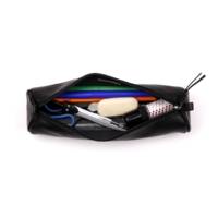 Trousse ronde cuir d'agneau 5,5 x 22 cm.Noir