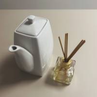 Table rabattable pied blanc 70x70cm beige coquille - terrasse - RestooTab