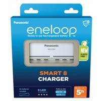 Eneloop Chargeur Intelligent Smart 8 pour Batteries 1-8 Ni-MH AA/AAA Blanc - PANASONIC