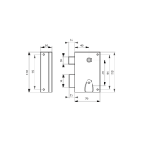 Serrure applique verticale pêne dormant 1/2 tour gauche 70x110mm - Gedimat - THIRARD
