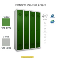 Vestiaire Industrie Propre 4 Cases | Sécurisé & Conforme aux Normes NF