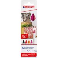 Feutre pour textiles 4600 Etui de 5 'warm' couleurs 1 mm - EDDING