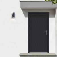 Porte de service PVC DAKAR gris anthracite 7016 dormant 60 mm avec tapées pour isolation 160 mm - 215 X 90 cm - Gedimat