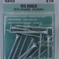 Vis agglo tête fraisée Pozidriv en acier zingué blanc 4 x 45 mm - Gedimat - NORAIL
