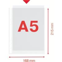 Sachet de 100 pochettes perforées Economy A5 PP grainée 0,05 mm Transparentes