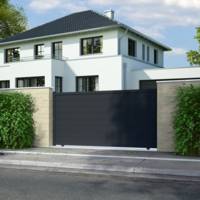 Portail coulissant MARGOT alu gris anthracite structuré - Gedimat - GARDEN GATE