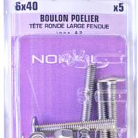 Boulon poêlier tête ronde empreinte fendue inox A2 - Gedimat - NORAIL