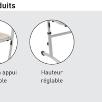 Chaise HÉLIA HR en Bois - Assise et Dossier Blueprotech® avec Piètement Époxy Réglable - T1 à T3