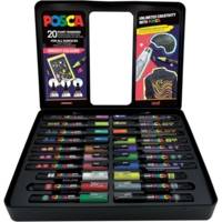 Mallette Métal 20 Marqueurs Posca Groovy Colours 1MC/3M/5M Assortis
